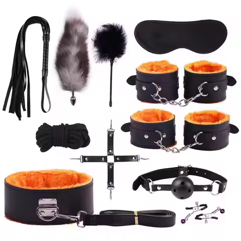 Fun smooth leather plush 10-piece set backyard masturbation fox tail anal plug 11-piece set