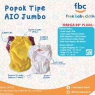 clodi fbc tipe aio jumbo, popok kain cuci ulang modern