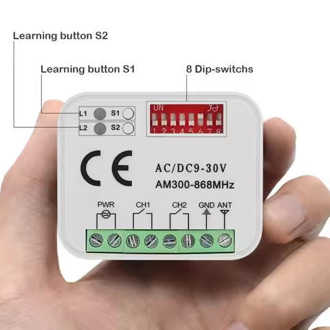 Universal Garage Door Receiver 300-900MHz AC/DC 9-30V Gate Remote Control Switch Module Relay For 43