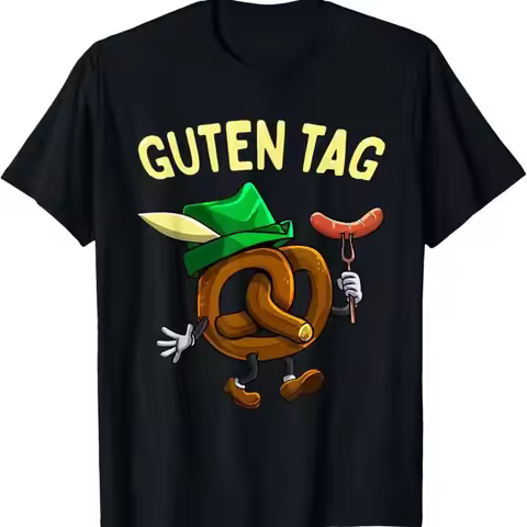 Guten Tag Oktoberfest Funny Pretzel Bratwurst German Hat T Shirt