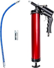 PHILTOP Grease Gun Kit, 6000PSI Heavy Duty Pneumatic Grease Gun with 18 Inch Spring Flex Hose, 14oz Load, Normal Coupler, Air Operated Grease Gun