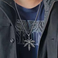 Korean Version Boys Maple Leaf Necklace Trendy Sweater Chain Pendant hiphop Hip Hop Leaf Necklace Pe