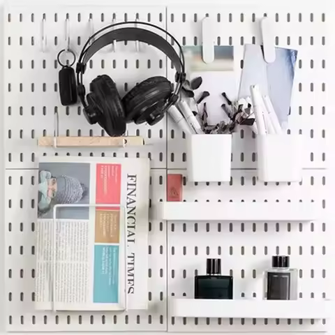 DIY Wall Mounted Pegboard Set Hanging Display Shelf Wall Panel Organizer for Home Storage Decoration