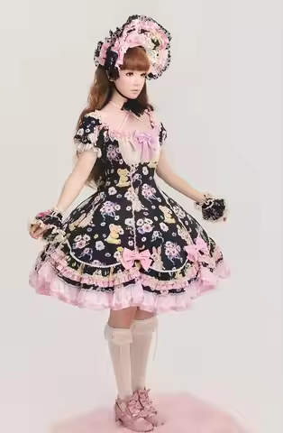 Be My Honey - Cotton Old School Lolita Panel Cut OP Dress, Halter Neckline by RichLolita PRE ORDER /