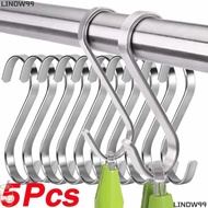 LINDW99 5Pcs S-Shaped Hooks, Stainless Steel Heavy-duty Pot Pan Hanger,  Space Saving Metal Hooks fo