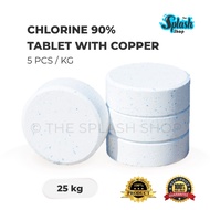 𝐒𝐏𝐋𝐀𝐒𝐇 - Tablet Chlorine 90% with Copper 25kg  [READY STOCK]
