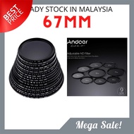 [ Local Ready Stock ] Andoer 67mm ND Fader Neutral Density Adjustable ND2 to ND400 Variable Filter f