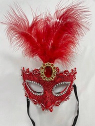 新款羽毛假面舞會面具,適用於派對、節日、cosplay、diy裝飾,威尼斯眼罩適用於狂歡節和舞臺表演,半面罩