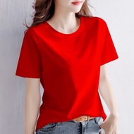 Big Red Short-Sleeved t-Shirt Women Loose Summer Dress 2024 New Style Ladies Plus Size t-Shirt Bottoming Half-Sleeved Top ins Trendy 5.