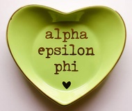 Sorority Shop Alpha Epsilon Phi Jewelry Dish - Heart-Shaped High-gloss finish Ceramic tray with Gold