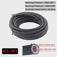 Car Fuel Hose Oil Gas Cooler Hose 10FT PTFE E85 Fuel Line AN4 AN6 NA8 AN10 Line Pipe Tube