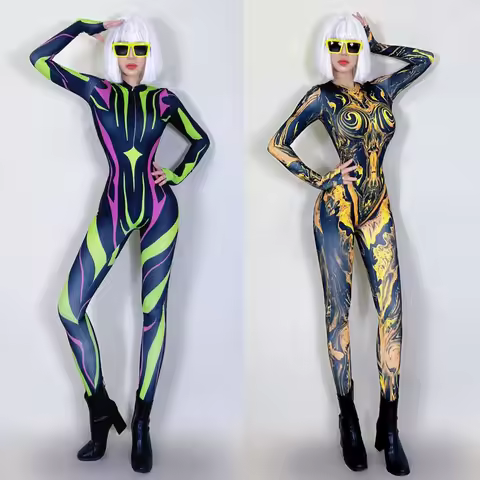 Bar Nightclub DJ DS Pole Dance Clothing Women Cosplay Jazz Dance Jumpsuit Outfits Gogo Dance Costume