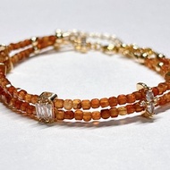 午後紅茶 l 芬達橙石榴石。小方糖雙排細手鏈。14k包金配件