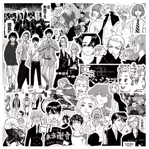 10/30/70pcs Black White Tokyo Revengers Anime Stickers Waterproof Cool DIY Skateboard Phone Luggage 