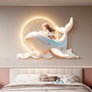 Room Style Princess Decorative Painting Cream Bedside Cartoon Children Girls Bedroom Painting Whale 