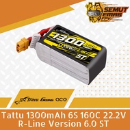 Tattu R-Line Lipo Battery Version 6.0 ST 1300mAh 6S 160C 22.2V - Stackable Racing Line V6Original