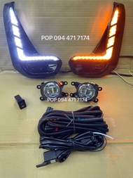 ไฟเดไลท์ + ไฟตัดหมอก led แสงขาว Revo 2020 ฝาครอบไฟตัดledพร้อมไฟเดไลท์ มีไฟเลี้ยววิ่ง sportlight drl 