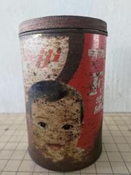 古董明治奶粉鐵罐高20長13寬13公分