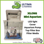 XiLong Mini Aquarium COMPLETE SET with LED light, filter pump, filter box, filter media, cover