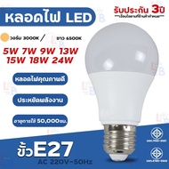 หลอดไฟ LED หลอดLED ขั้วE27 หลอดไฟกลม ใช้ไฟฟ้าบ้าน 220V หลอดไฟE27 3W 5W 7W 9W 13W 15W 18W 24W แสงสว่างนวลตา