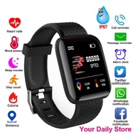🔥Ready Stock🔥One Month Warranty 116 Plus Smart Watch Blood Pressure Heart Rate Monitor Waterproof Fitness Tracker Band