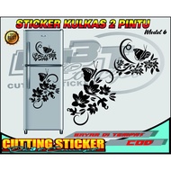 2 DOOR REFRIGERATOR STICKER CUTTING STICKER FRAME FLOWER MODEL 6
