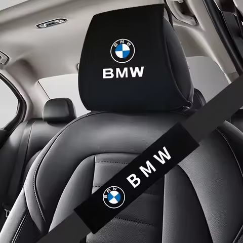 Car interior Cotton Fluff Safety Belt Covers Seat Belt Case & Car Headrest Cover Auto Case For BMW E