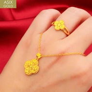 [2 in 1 set] ASIX GOLD Original 18K Saudi Gold Ladies Jewelry Set French Light Luxury Style Ring and Necklace Set