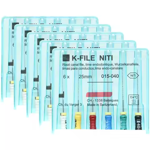 5 Packs Dental K-FILE H-FILE K-REAMER NiTi Flexible Endo Root Canal K Files Endodontic Nickel Titani