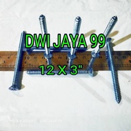 100 pcs tapping screws 12x3"fh Taping jf 7.5 cm for wood, plywood, aluminum, steel, galvalum