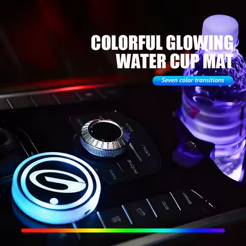 For GAC MOTOR 1PCS Car LED Light Coaster Cup Holder Anti-slip Ambience Mat Aion Y AION V Trumpchi GS
