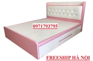 Giường ngủ Em Bé Màu Hồng Bọc Đệm 1m2 x Dài 1m9