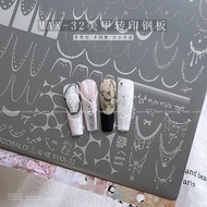 Manicure French Steel Plate Hand-Painted Flower Heterogeneous Shape French Gothic Denim Nail Printin