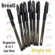 Kreati Superior Gel Pen G-588*0.5mm (8in1), Black /Blue.Clean to write,Nice ink,Fine ink  .