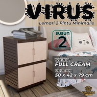 Lemari Rak Pakaian Baju Plastik Small Kecil Buku Sekolah Dapur Serbaguna VIRUS 234 Susun