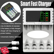 【Ready Stock】4/8PCS AA 2000mAh /AAA800mAh 1300mAh  4/8 Slots Fast Charger  AA /AAA USB /UK plug CHAR