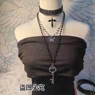 Brother Accessories Sweater Punk Dark Special y2k Necklace Heavy Industry Cross Premium Beaded Black