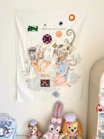 1pc kawaiiiii Original anime tapestry hanging cloth cute goddess image dream core elements romantic 