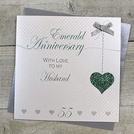 White Cotton Cards Handmade 55th Wedding Anniversary Card - Love Lines (LLA55H)