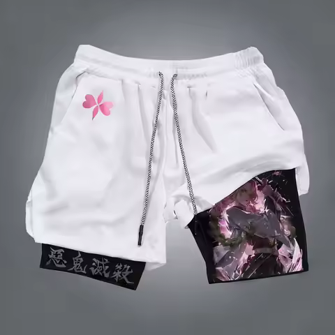 Demon Slayer Anime Kanroji Mitsuri Co Branded Peripheral Shorts 2026 Summer New Men's Running, Fitne