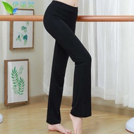 [HZA] 148-160cm Loose Sport Nurse Bootcut Flare Jersey Pants Leisure Women's High Waist Stretch  Boo