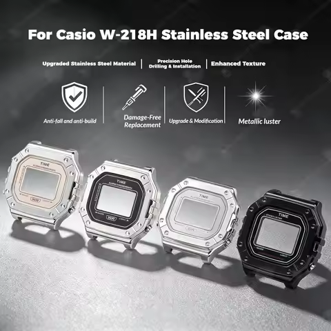 For Casio 3224 W-218H Modified Upgrade Stainless Steel Watch Case W218H Waterproof Metal Watch Bezel