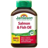 Jamieson - 奧米加‐3 三文魚魚油 (1000 毫克) 加量裝 200 粒 (兩款包裝隨機) [平行進口] (064642067050) 此日期前最佳:2027年11月