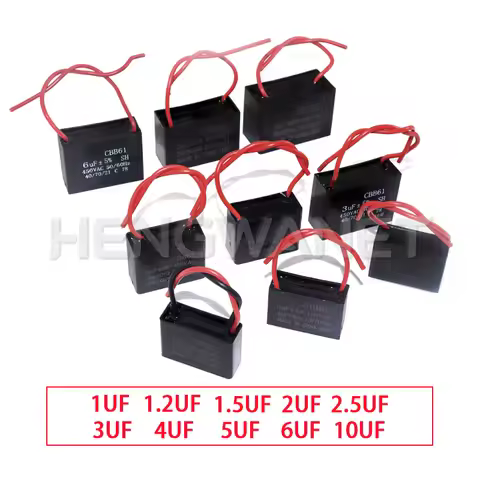 CBB61 Fan Capacitor 450V 1UF 1.2UF 1.5UF 2UF 2.5UF 3UF 4UF 5UF 6UF 10UF Ceiling Fan Motor Run Rectan