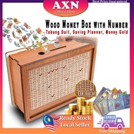 AXN Wood Money Box with number on the box, Tabung Duit, Saving Planner, Money Bank Saving Money Goal