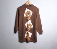 FOAK古著 萌犬寫真集立領長毛衣