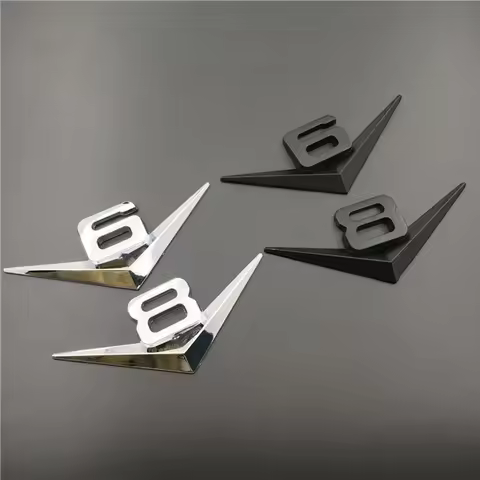 3D Metal Chrome Black V6 V8 Letters Rear Trunk Fender Badge Emblem Sticker Decals For BMW Audi Ford 