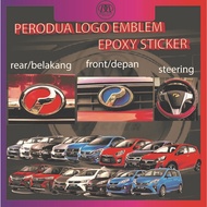 PERODUA LOGO 3pcs Epoxy STICKER EMBLEM REFLECTOR FRONT & REAR & STEERING Myvi Bezza Axia Alza Viva a