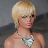 100% Human Hair Wig Full Machine Wig Short Hair Wig Cheap Human Hair Wigs For Woman Short Pixie Huma