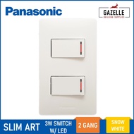 Panasonic Slim Art 3 Way Illuminated Switch (LED) - 2 Gang (Snow White / Metallic Gray / Metallic Bl